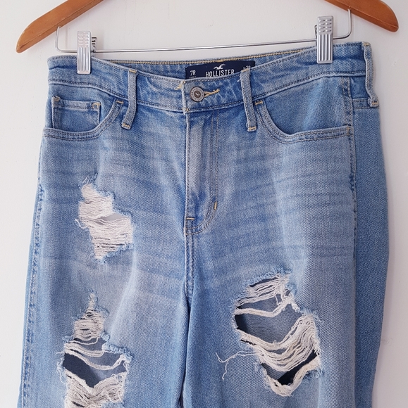 HOLLISTER Blue High-Waist Distressed Jeans - Picture 3 of 12